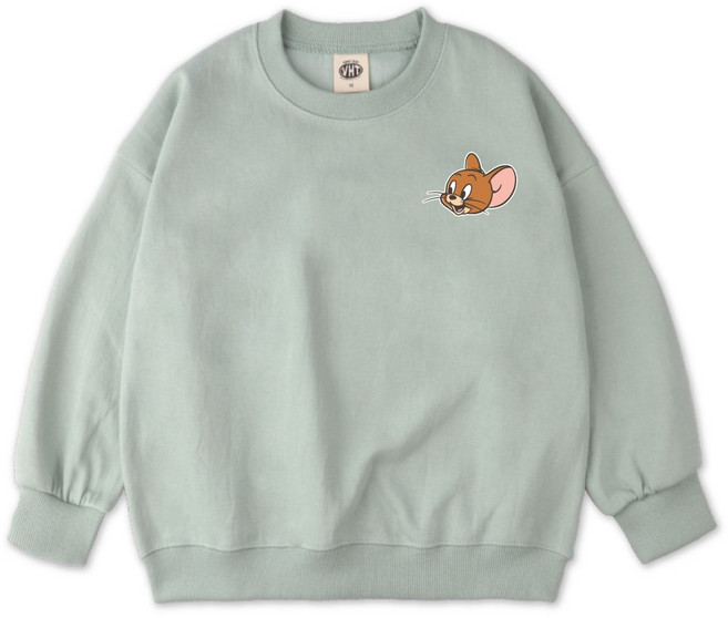 벤힛키즈 톰과제리 제리자수 주니어 WBTJOM2302F 오버핏 특양면 맨투맨 티셔츠