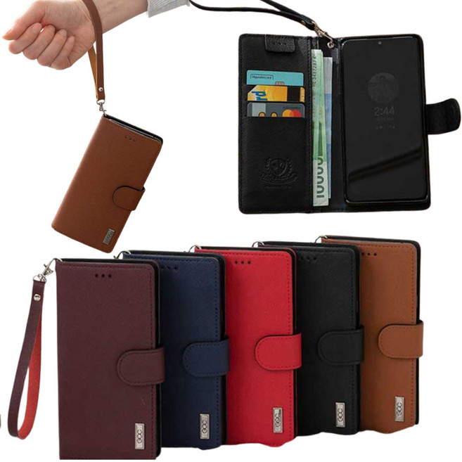 갤럭시 점프4 SM-M366K 사용그립감 좋은 천연 소가죽 (쿠이카와-뷰크) 손목 스트랩 포함 카드 지폐 수납 지갑 자석잠금 다이어리 휴대폰 케이스