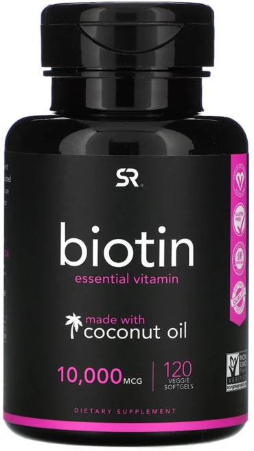 스포츠리서치 코코넛 오일 함유 비오틴 10 000mcg 120 식물성 소프트젤, 1개, 120정 - 쿠팡