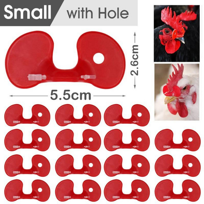 빨간색 플라스틱 닭 안경 꿩 펙 방지 고글 볼트 눈 보호 가금류 수유 암탉 농장, 1개, 1. Small-With Hole