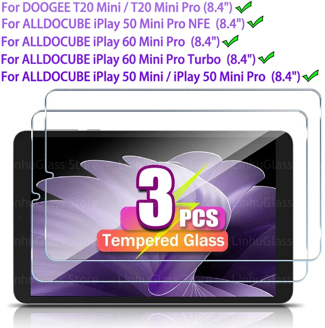 ALLDOCUBE iPlay 60 MiNi Pro/Turbo/iPlay 50 Mini/Mini Pro NFE 8.4인치 강화 필름 DOOGEE T20 화면 보호, 03 3PCS Tempered Glass