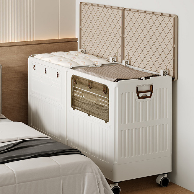 [파격할인]수납하마 대형 정리함 오픈 접이식 리빙박스 이동 수납함, 1개, 투명