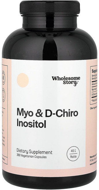 Wholesome Story Myo & D-Chiro Inositol 홀섬 스토리 Myo & D-Chiro 이노시톨 360베지테리언 캡슐, 360정, 1개