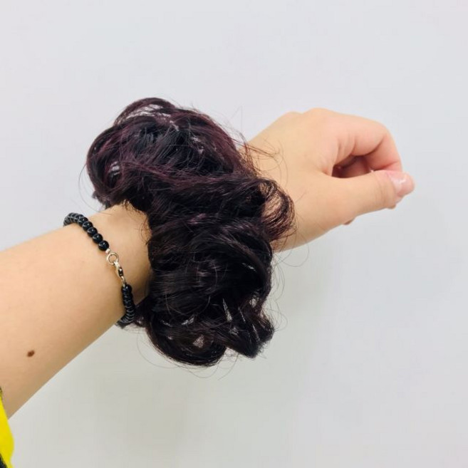 DU005 똥머리 곱창 가발 올림머리 명품 특이한 머리끈 6종, 흑갈색, 1개