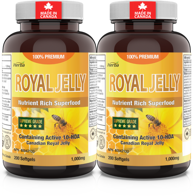 로얄젤리 2000mg 200정 프리미엄 생 로얄제리 캡슐 허바 캐나다산, 2개