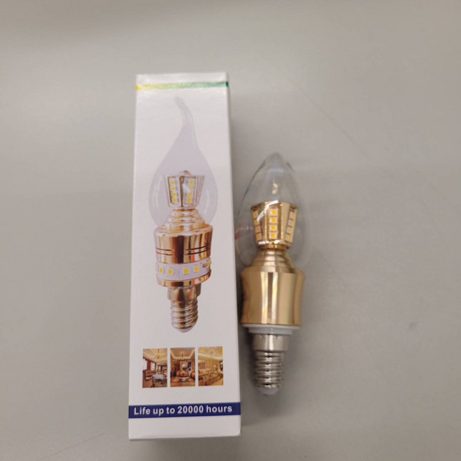 典匯甘仔店 LED 蠟燭燈泡 5W E14 黃光 3000K 金色燈殼, 1個