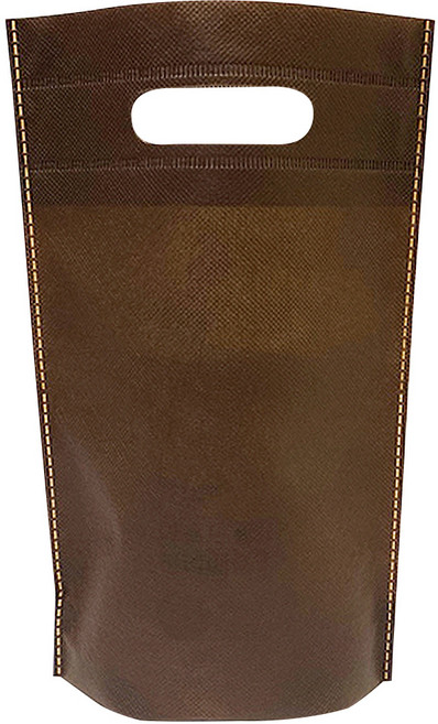 링타공 부직포 주머니 가방 10매입, 갈색