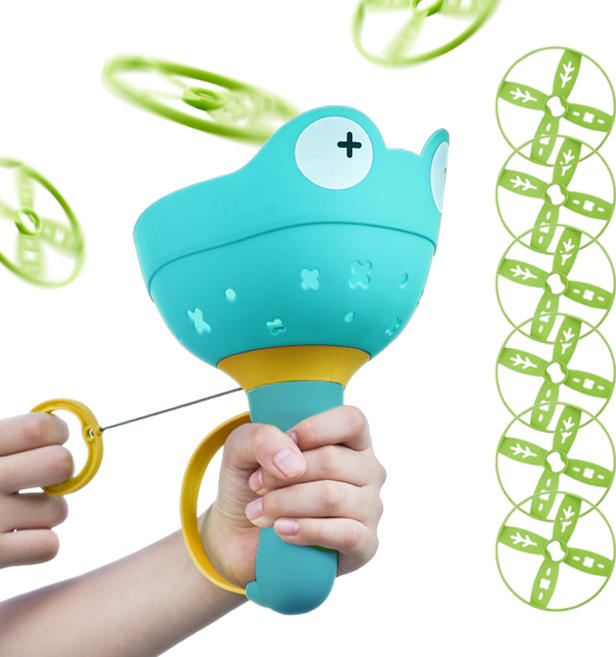 파이 빙글빙글 날리는 야외놀이 캠핑 장난감 개구리 비행접시, 사이안 블루, 1개