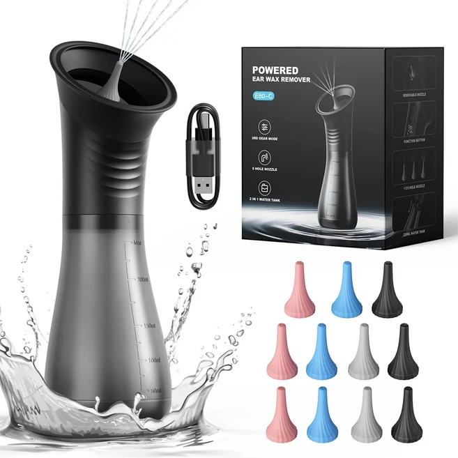 업그레이드된 귀지 제거 폐수 저장 탱크 안전 청소기 센서 포함 효과적인 세척 키트, 01 Black