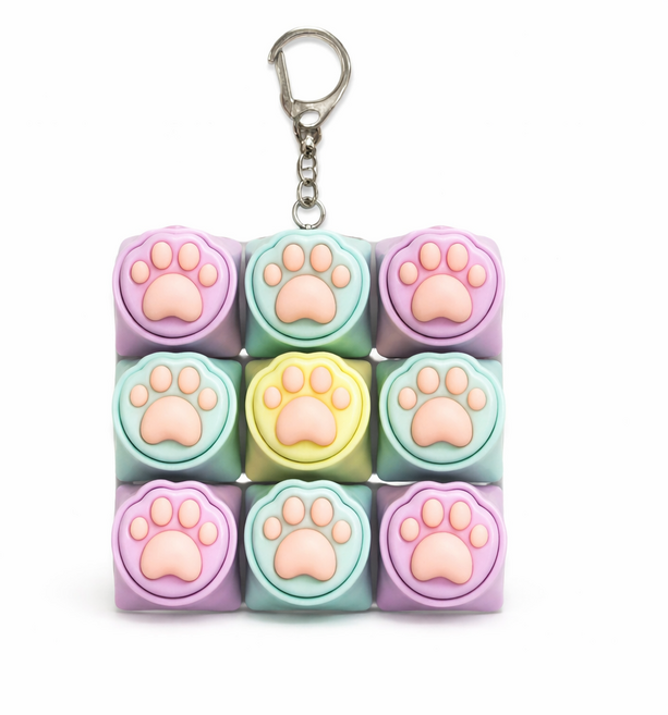 키플릭 고양이 발바닥 led 키보드 클리커 딸깍이 키캡키링9구, 캣츠9구, 러블리 파스텔