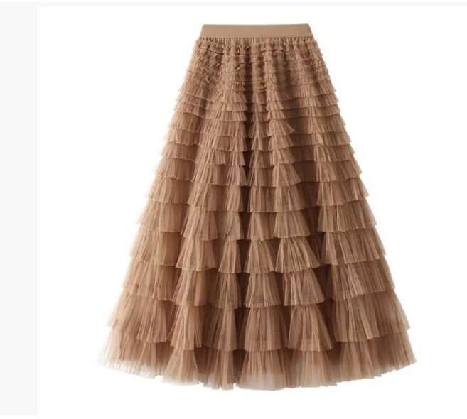 플리츠 망사 볼륨치마 롱스커트 SH1445RE