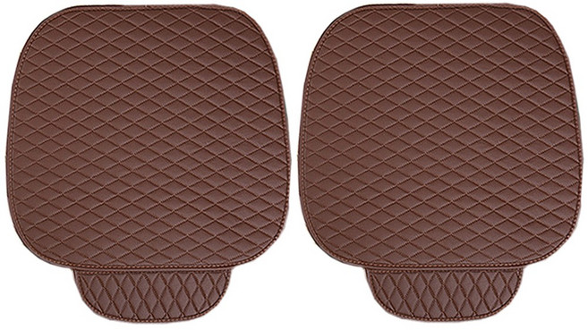 벤비아 다이아몬드 퀼팅 가죽 방석 1+1 차량용 수납포켓 시트커버 카시트 자국방지 자동차 국산 수입 공용 00600, 옵션, 2개, A2 브라운 앞