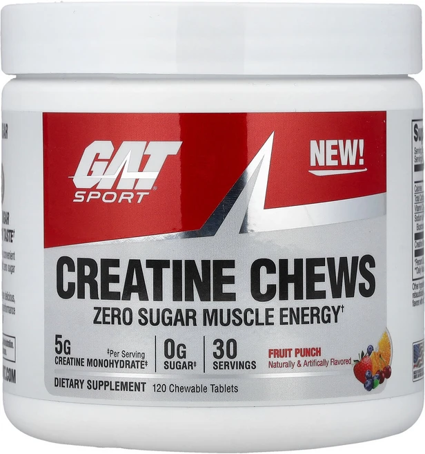 GAT Sport 스포츠 크레아틴 프룻펀치 120 츄어블 태블릿 운동보충제, GAT Sport 스포츠 크레아틴 프룻펀치 120 츄어, 1개, 120정 - 쿠팡