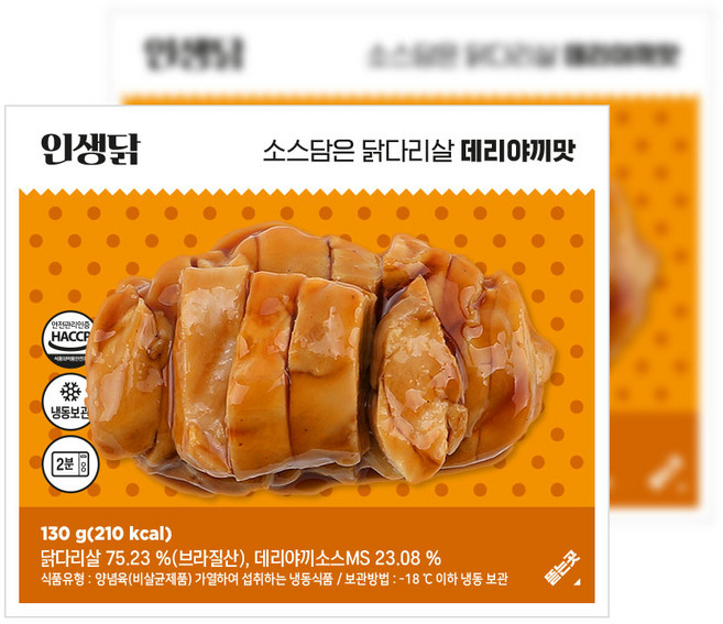 인생닭 껍질없는 소스담은 닭다리살 데리야끼맛, 100개, 130g