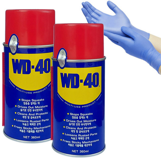 프리미엄 방청 윤활제 WD-40 360ml 2캔 묶음 + 고급 니트릴장갑 2매 증정, 1개
