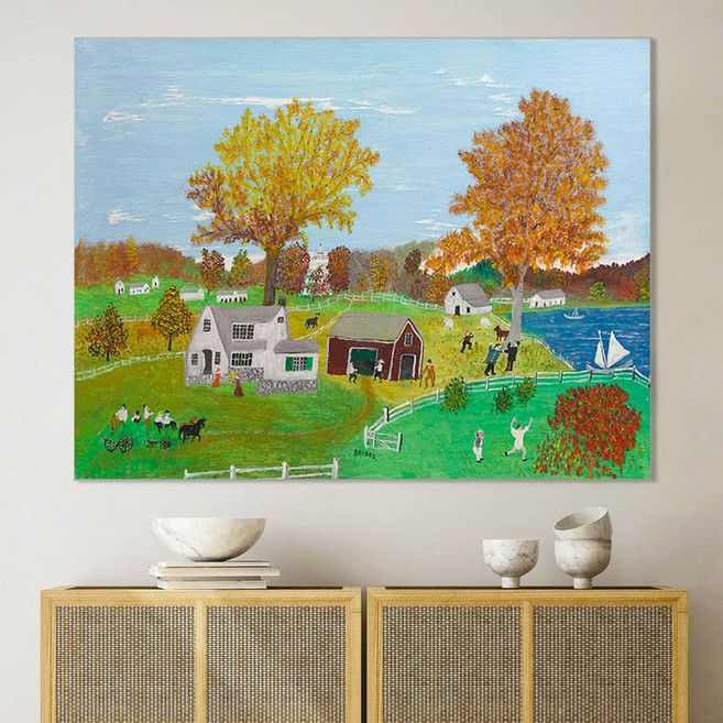 그랜드마 모지스 명화 캔버스 그림액자/초가을, 30x40cm