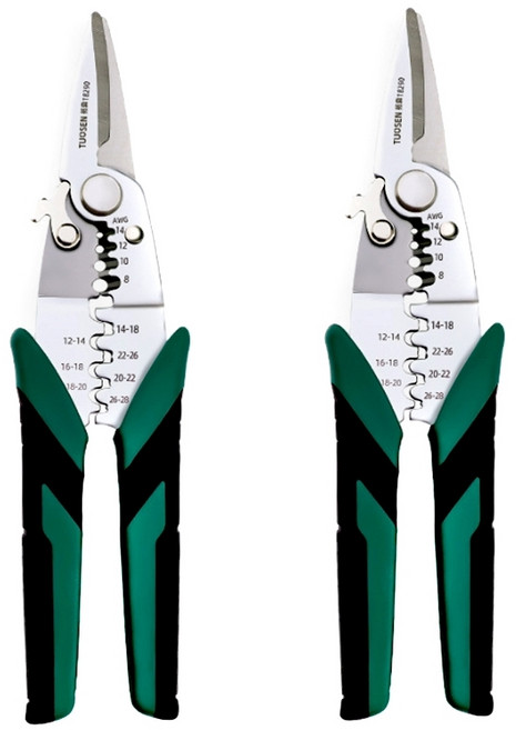 털보몰 다목적 전공 가위 전선 스트리퍼 압착기 다용도가위, 2개