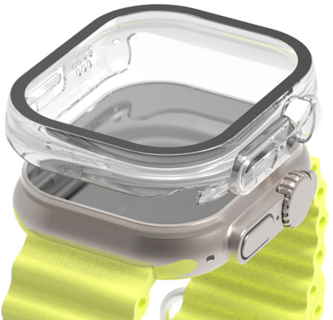 로랜텍 애플워치 호환 풀커버 강화유리 액정보호 케이스, 투명, 1개