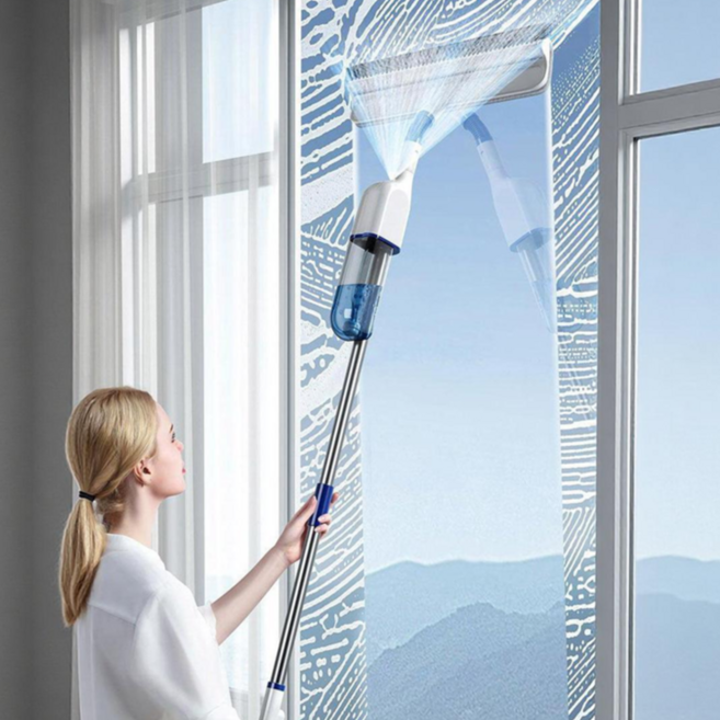 요펜스 다용도 창문 청소 도구 3in1 일체형 가정용 유리창 닦기 물 분사형 걸레, 화이트, 1개