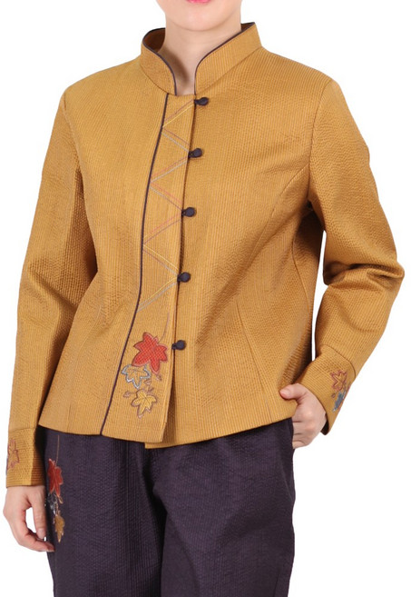 만덕몰 봄가을 겨울용 물실크 누비 단풍자수 저고리 바지 세트 개량 생활한복 절복 법복