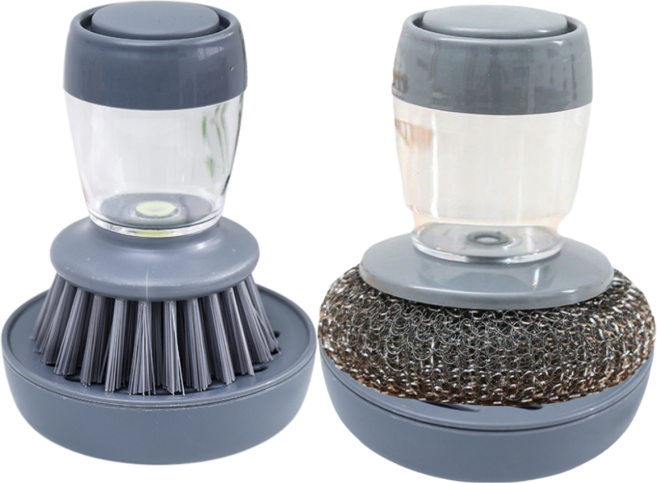 Mirsh 세제일체형 수세미 세척솔, 2개, 아이언+그레이