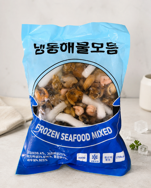신선하고 간편한 해물모듬 냉동 해물믹스 모둠, 4개, 600g