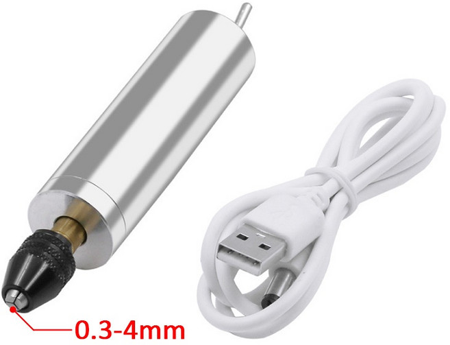極光商城 電磨迷你USB充電鋰套裝打磨機 磨指甲機雕刻機 美甲工具, 1個, 銀色小電磨機, 銀色