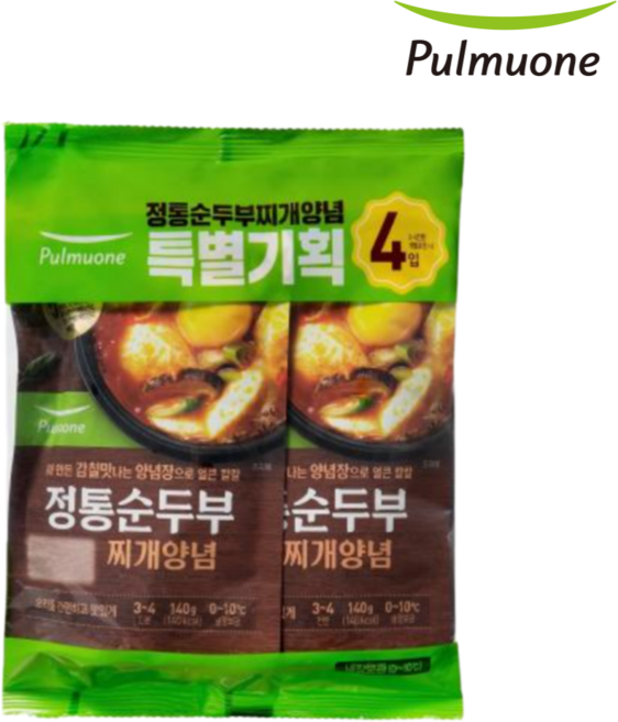 풀무원 찬마루 정통순두부 찌개 양념 140g x 5개, 4개
