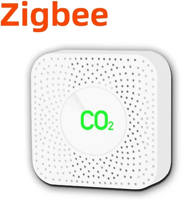 Tuya CO2 이산화탄소 센서 co2 감지기 NDIR 고정밀 측정이 표준 경보를 초과합니다. 스마트 홈 연결 senso, 01 ZigBee Square White