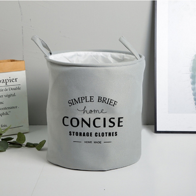 다스몰 원형 패브릭 수납 바스켓 빨래바구니, 그레이, 1개