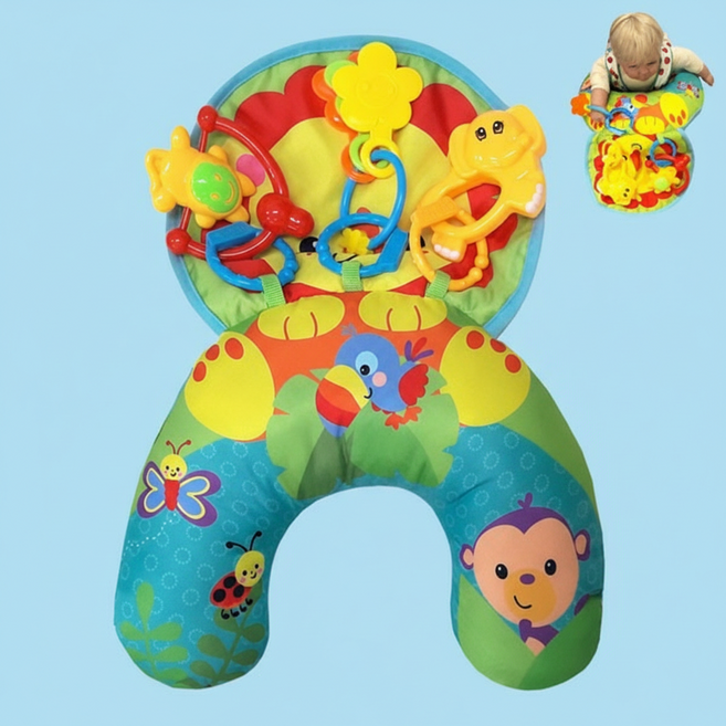 아기 터미타임 배밀이 쿠션 딸랑이 세트 신생아 영유아 발달 완구, 1개, 상세페이지 참조