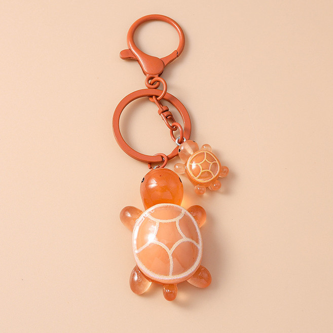 귀여운 행운의 거북이 동물 커플 키링 열쇠고리 커플템 우정템, 1개, 브라운