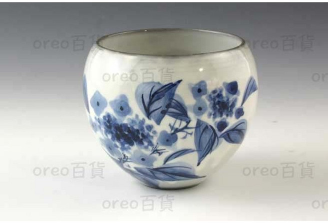 日本製京燒・清水燒 染付花卉系列 湯吞 茶碗 染付水仙, 1個, 染付紫陽花, 染付紫陽花