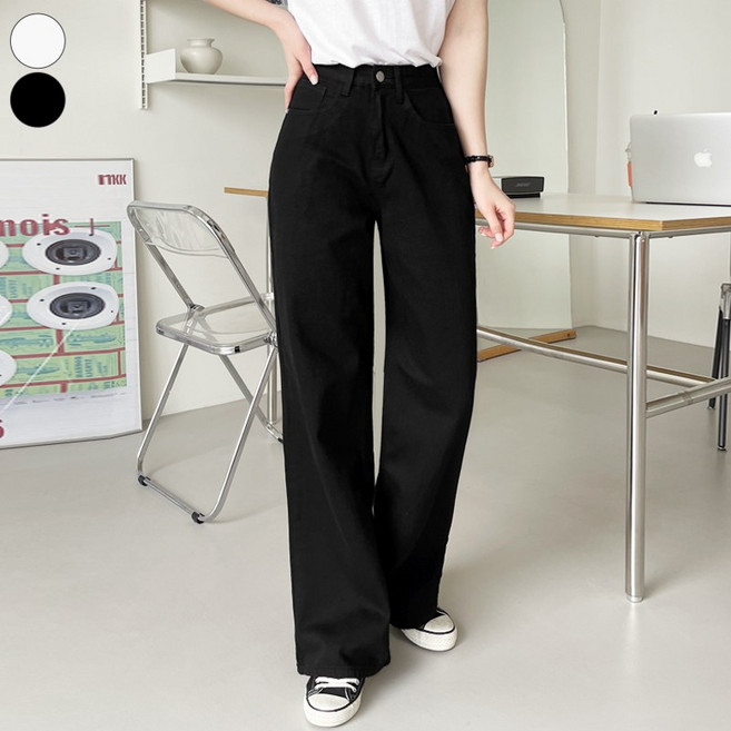 가비진 여성용 롱/숏기장 선택! A라인 베이직 코튼 일자 와이드 팬츠 바지 키큰녀/키작녀 면바지