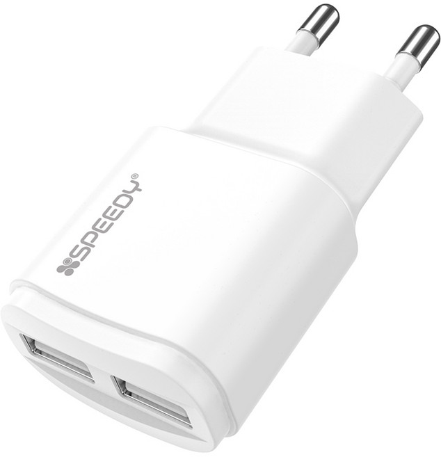 스피디 가정용 USB 2포트 2.1A 충전기, 화이트, 1개
