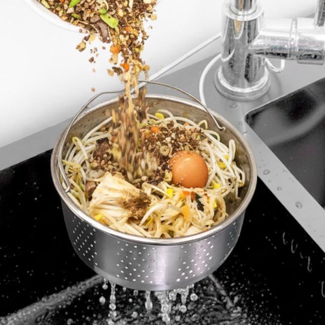 깔끔더하기 싱크대 음식물 거름망 쓰레기통, 1개, 실버