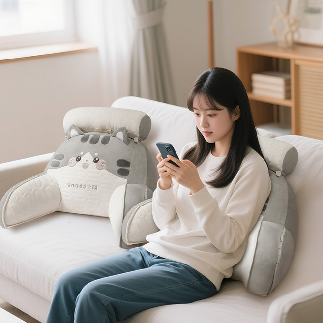 Felorita 바디필로우 다기능 허리 쿠션 쇼파 등쿠션 대형쿠션, 그레이