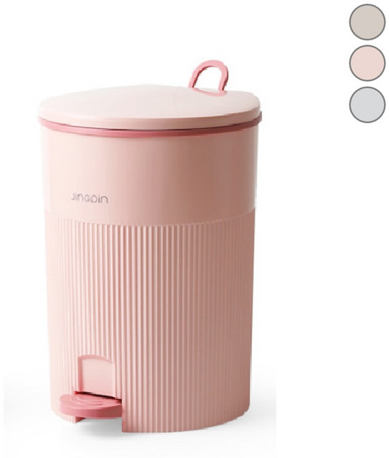 예쁜 휴지통 9L 쓰레기통 종량제 스윙 인테리어 튼튼 심플 자취 원룸 침실 화장실 거실 분리수거, 핑크