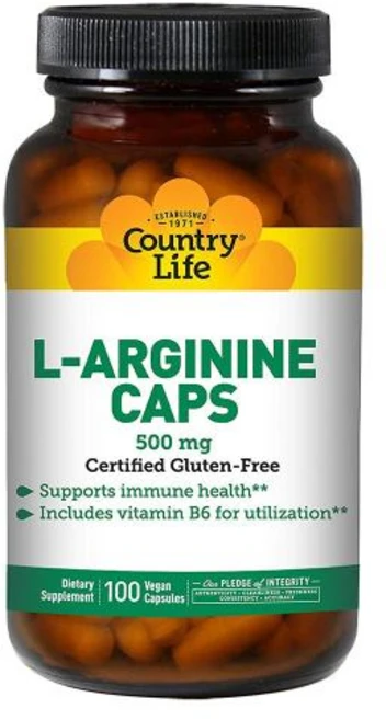 컨트리라이프 L-아르기닌 500mg 100식물캡슐 (비타민B6 함유), 알약/캡슐, 1개, 100정 - 쿠팡