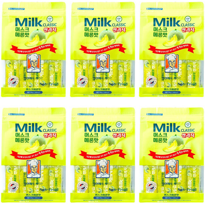 밀크 클래식 쌀과자 머스크메론맛, 6개, 240g