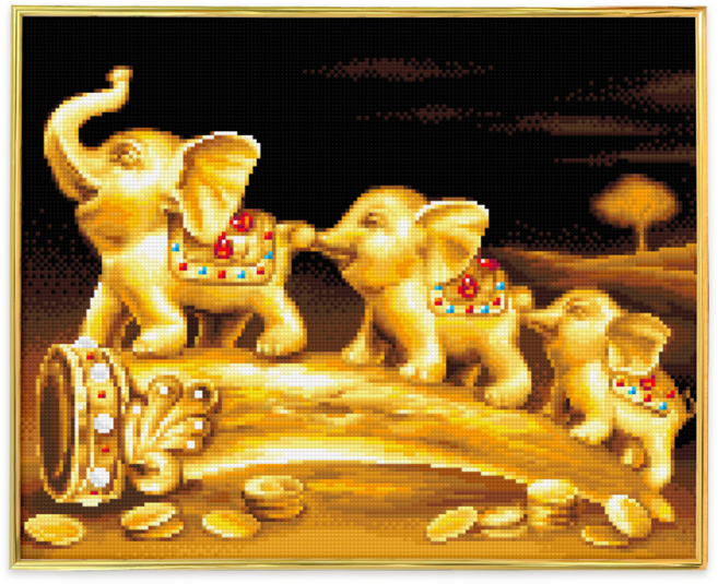 블링블링 보석십자수 슬림액자패키지 50x40cm (AB+원형), 1세트, BL5040-025 (황금코끼리)