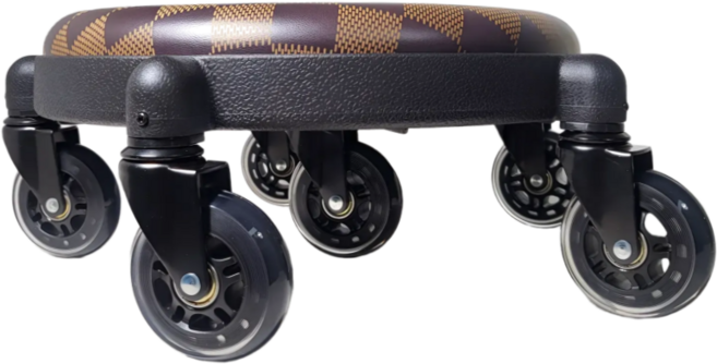 옐로구르미 무빙 앉은뱅이 의자 좌식 우레탄 베어링 바퀴 3인치 작업, 체크브라운, 1개