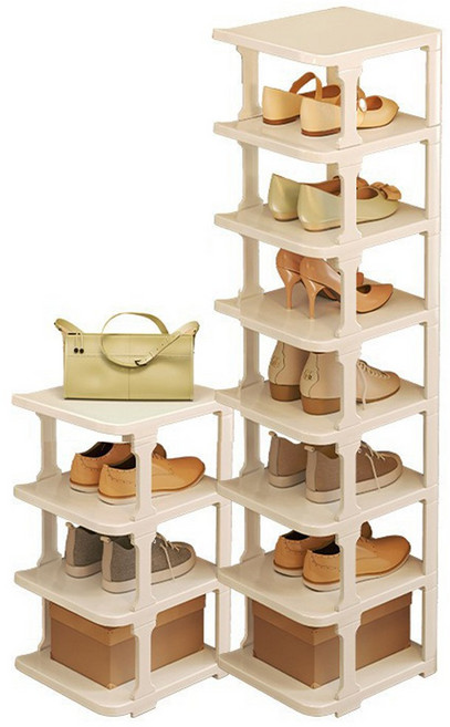 베이직365 틈새 활용 슬림 수직 신발 정리대, 아이보리 4단, 1개