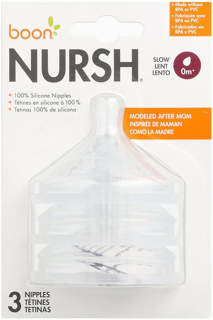 Boon Nursh® 100% 실리콘 젖꼭지 0개월 이상 느린 속도 3개 Boon (분), Boon, Nursh®, 100% 실리콘 젖꼭지,0개 - 쿠팡
