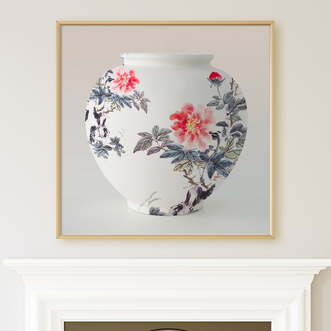 풍수 복들어오는 다복 달항아리 그림 사진 액자 꽃을담다 너를닮다 13종, 11.달항아리_목단화