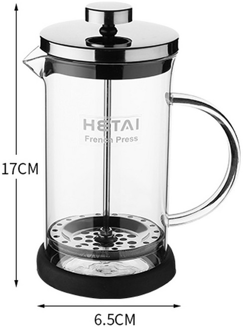 프렌치 프레스 섬세한 1000ML 초경량 커피프레스기 더치커피메이커 하리오 야외용, 350ml 유리손잡이 스타일 스푼