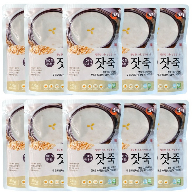 기운내요 국산잣 듬뿍 부드러운 영양 잣죽 회복죽 100% 국산재료 믿고 먹는 토리식품 토리죽, 10개, 230g