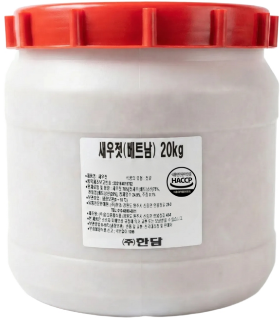[한담] 베트남 새우젓 20kg 업소용 / 3차 선별 공정 / HACCP / 새우함량 75%, 1개