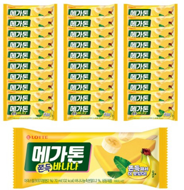 메가톤 쫀득 바나나 막대 아이스크림, 30개, 70ml