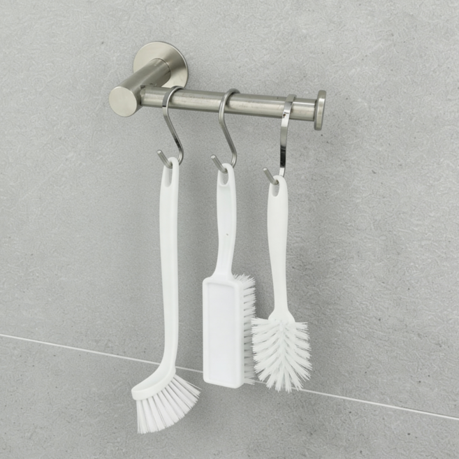 무지스 무광 스텐 304 욕실 청소도구 걸이, 무광실버, 1개